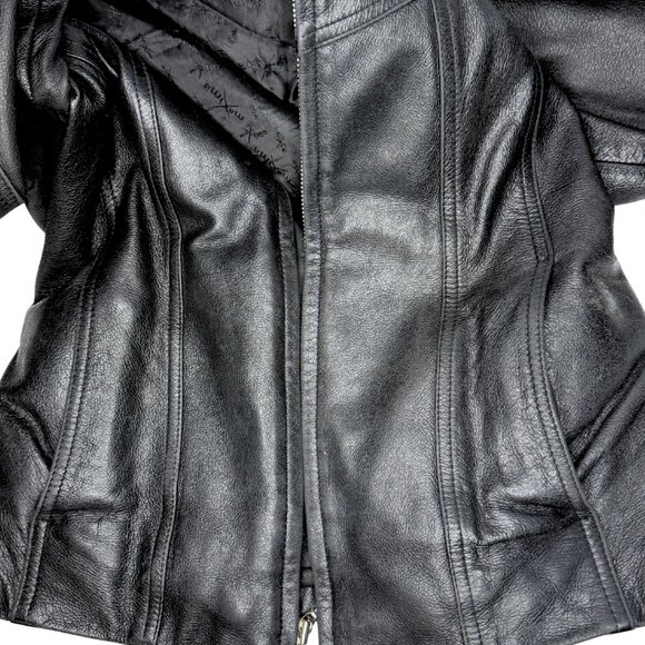 Maxima Women’s Vintage Black Genuine Leather Jacket, 4 Pockets, SZ: S - Picture 3 of 9